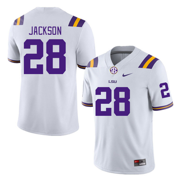 LSU Tigers #28 Kaleb Jackson College Football Jerseys Stitched Sale-White